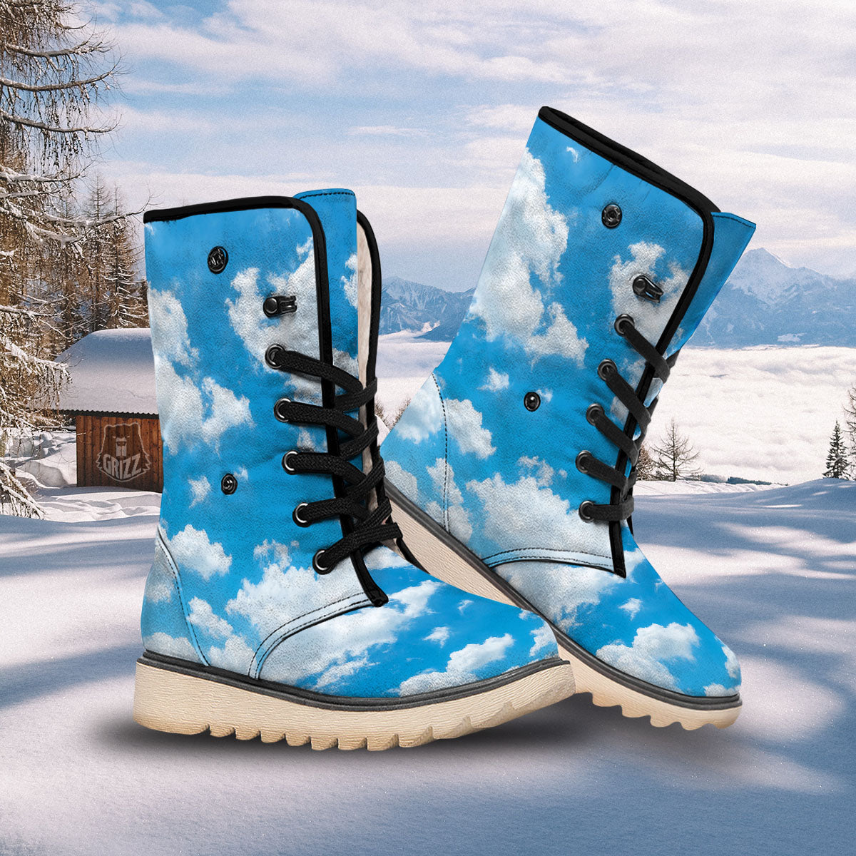 Cloud Sky Print Snow Boots-grizzshop