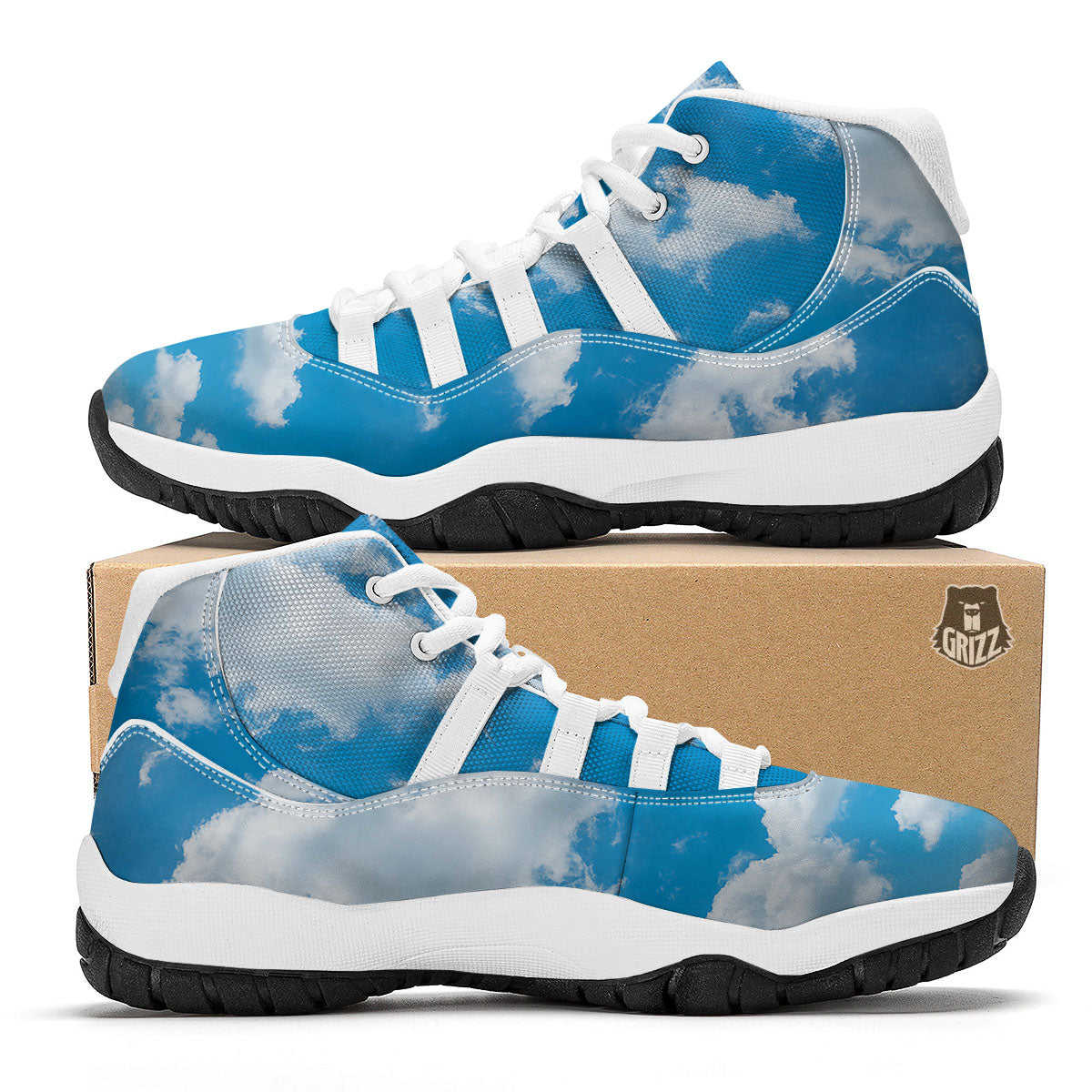 Cloud Sky Print White Bball Shoes-grizzshop