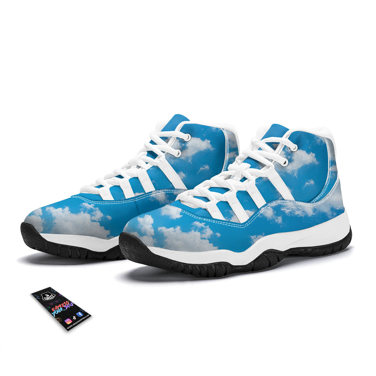 Cloud Sky Print White Bball Shoes-grizzshop
