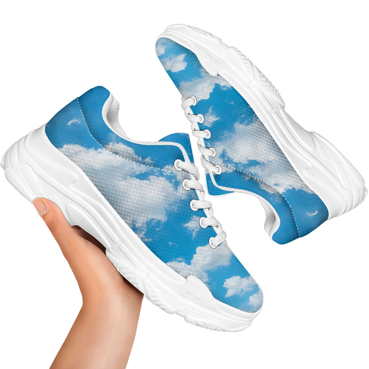 Cloud Sky Print White Chunky Shoes-grizzshop