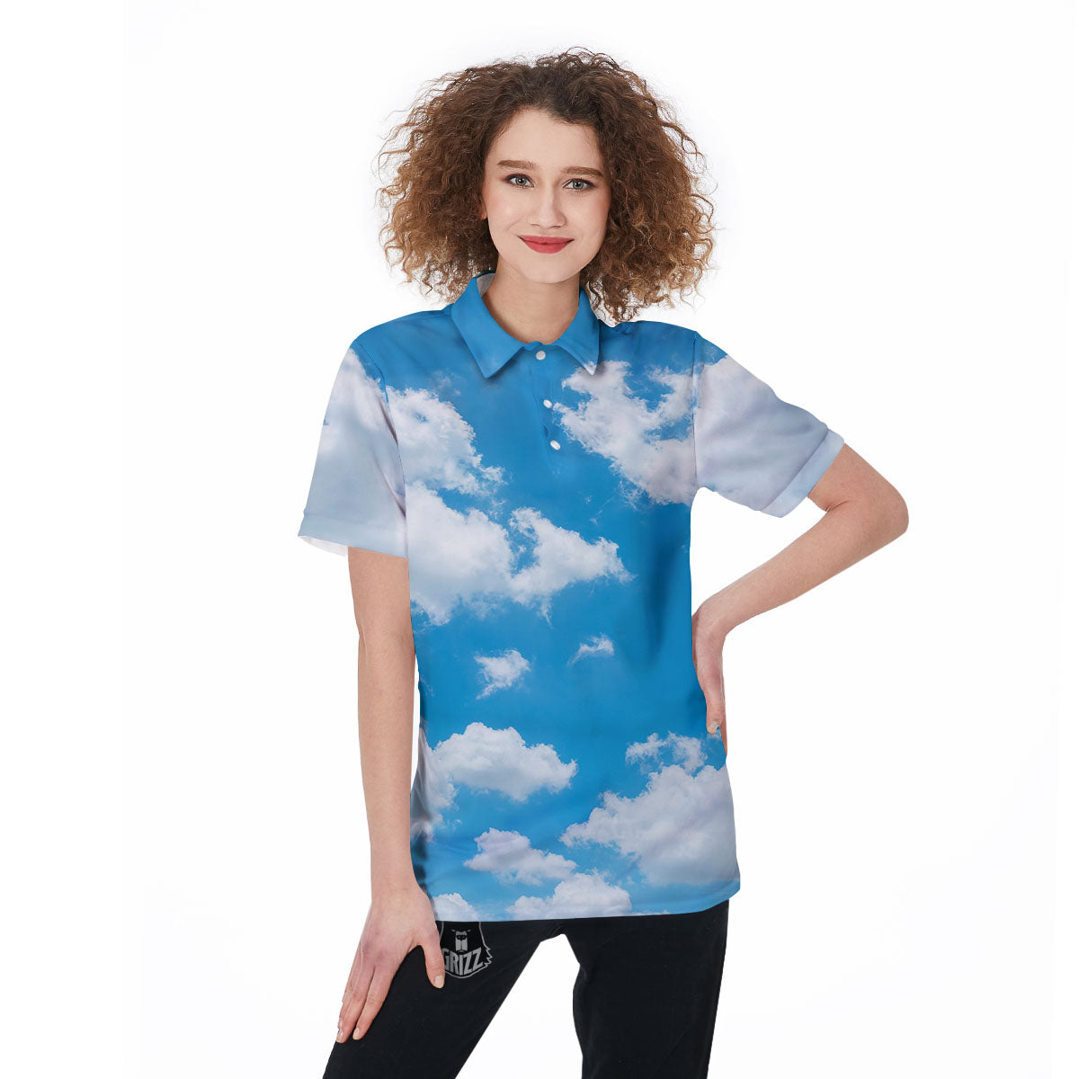 Cloud Sky Print Women's Golf Shirts-grizzshop