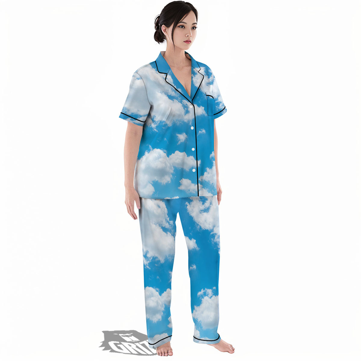 Cloud Sky Print Women's Pajamas Set-grizzshop