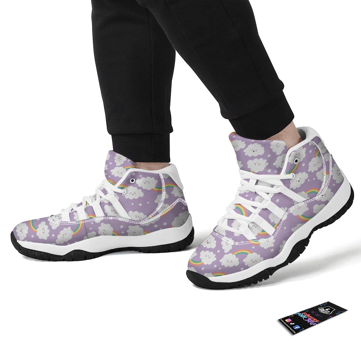 Cloud Smile Pattern Print White Bball Shoes-grizzshop