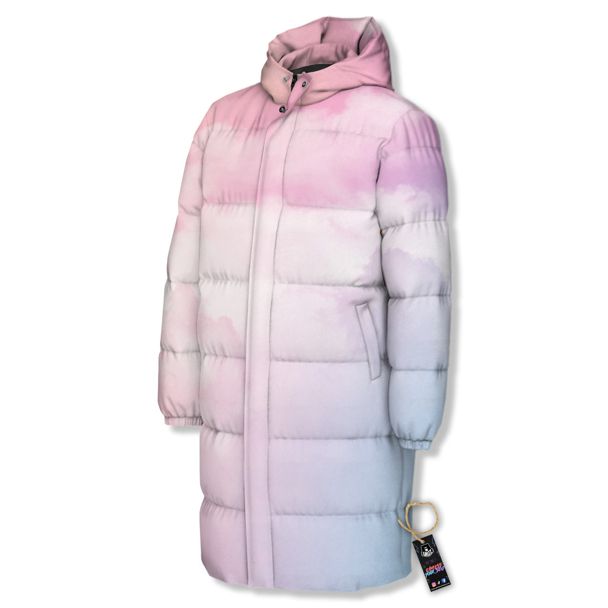 Cloud Coloful Print Long Down Jacket