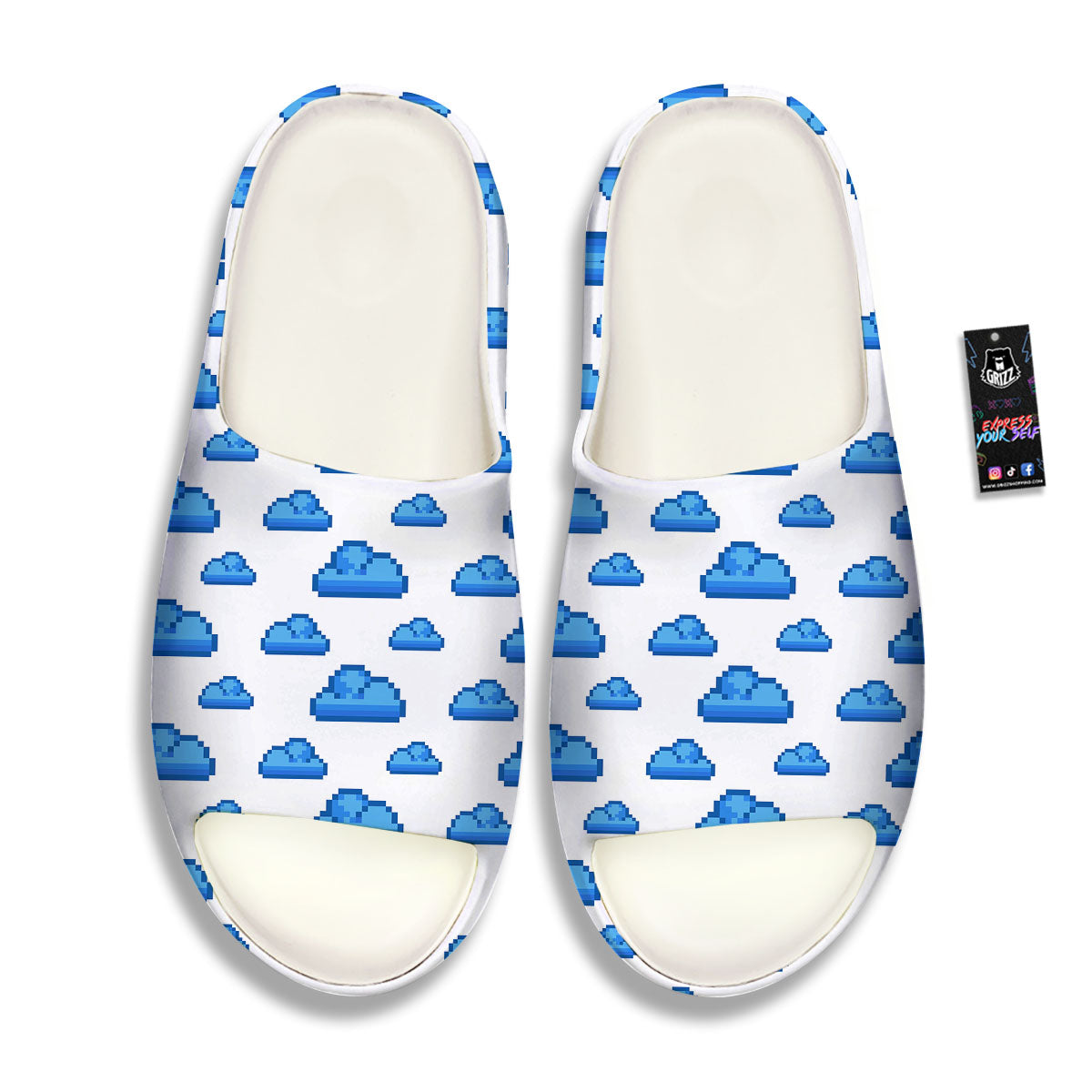 Cloud Pixel Print Pattern Sandals-grizzshop