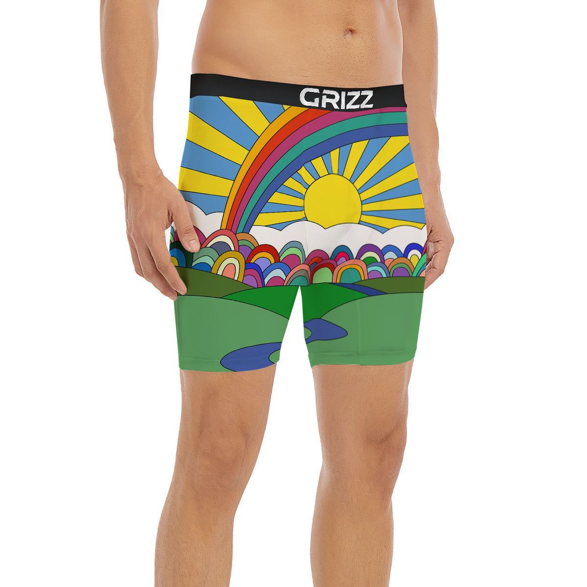 Clouds Rainbows Hippie Art Print Boxer Briefs-grizzshop