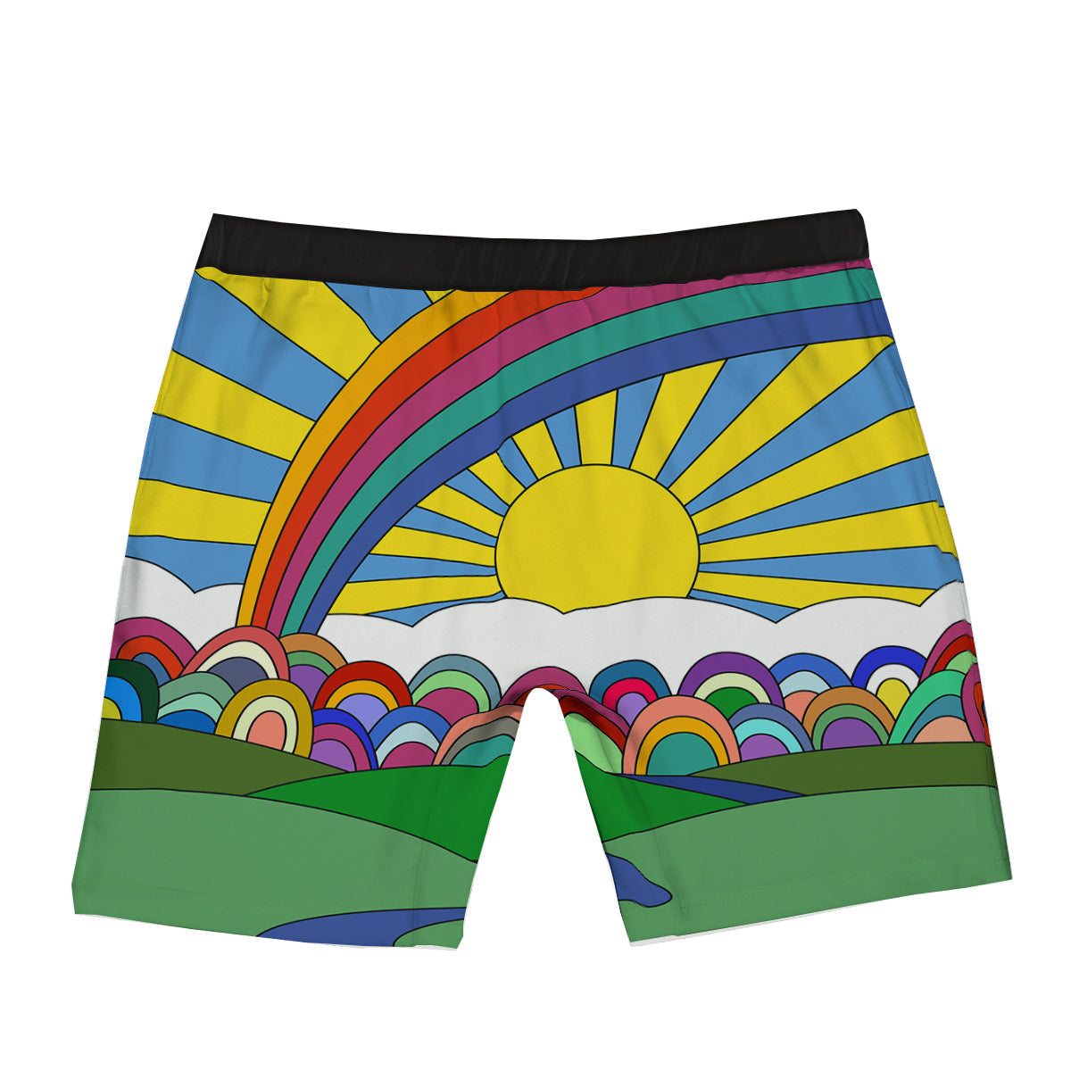 Clouds Rainbows Hippie Art Print Boxer Briefs-grizzshop