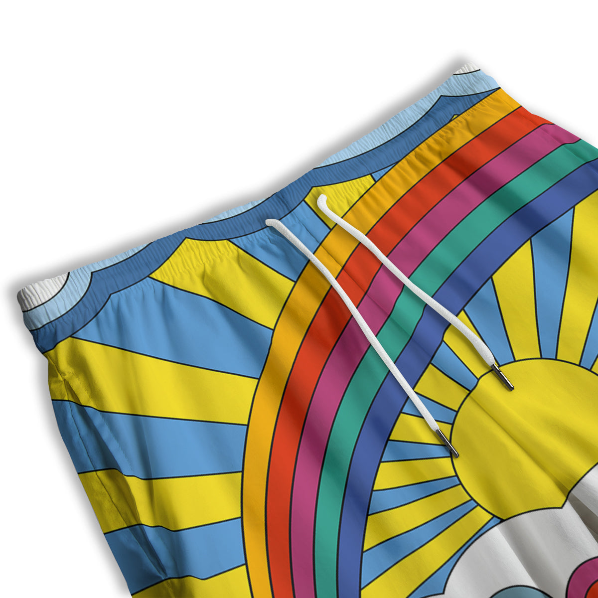 Clouds Rainbows Hippie Art Print Men's Athletic Shorts