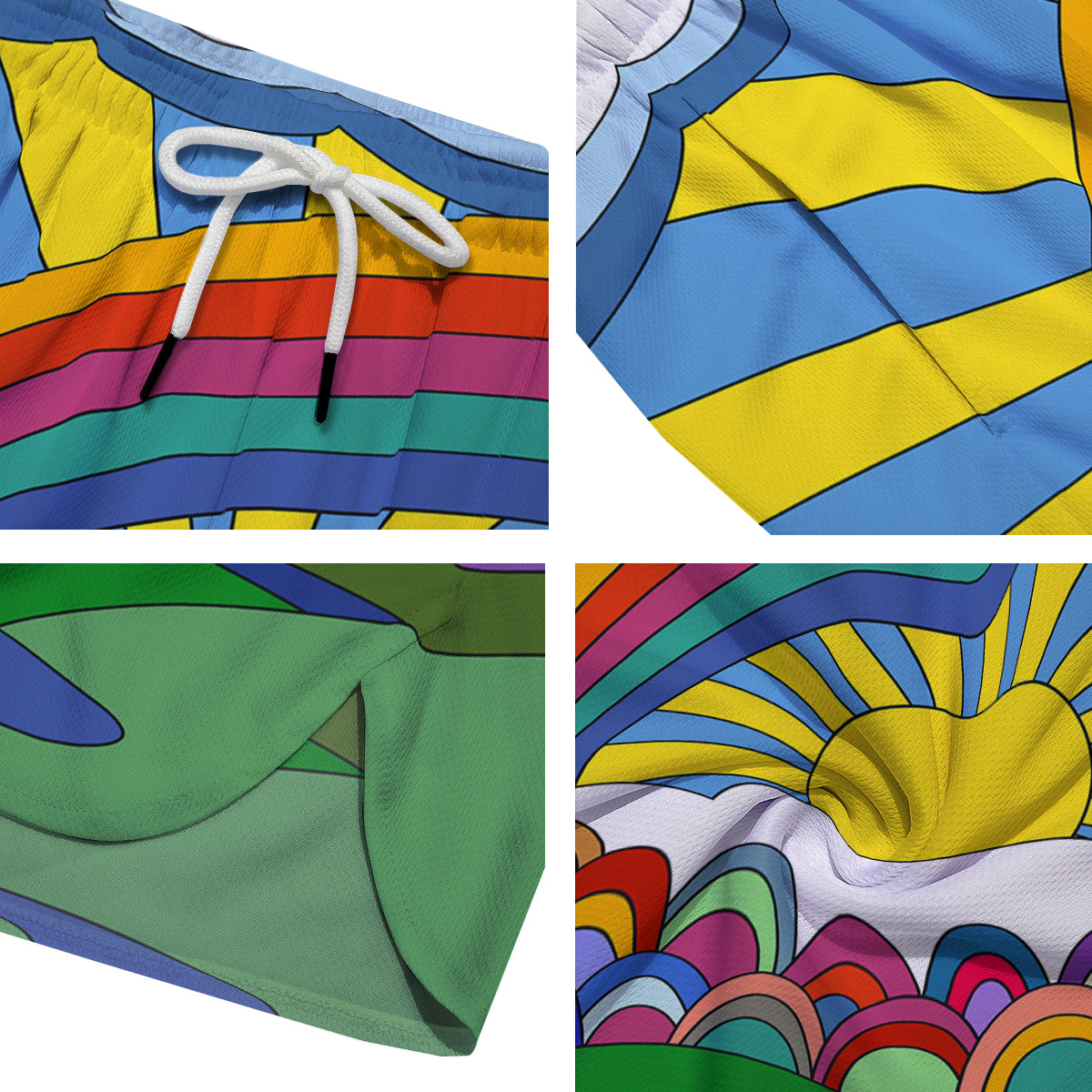 Clouds Rainbows Hippie Art Print Men's Running Shorts-grizzshop