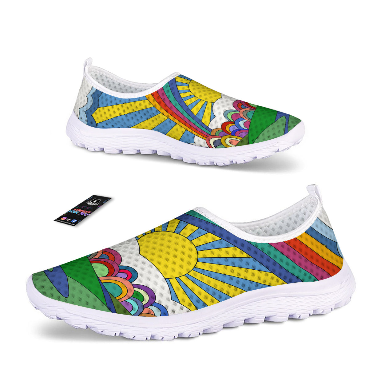 Clouds Rainbows Hippie Art Print Nurse Shoes-grizzshop