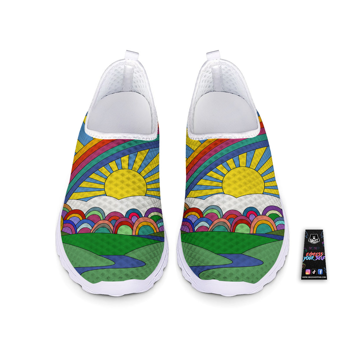 Clouds Rainbows Hippie Art Print Nurse Shoes-grizzshop