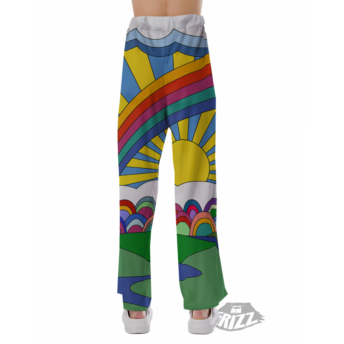 Clouds Rainbows Hippie Art Print Pajama Pants-grizzshop