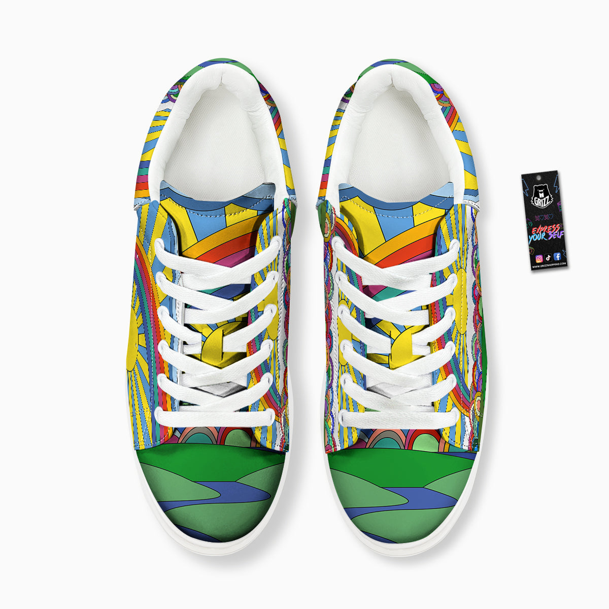 Clouds Rainbows Hippie Art Print Platform Shoes-grizzshop