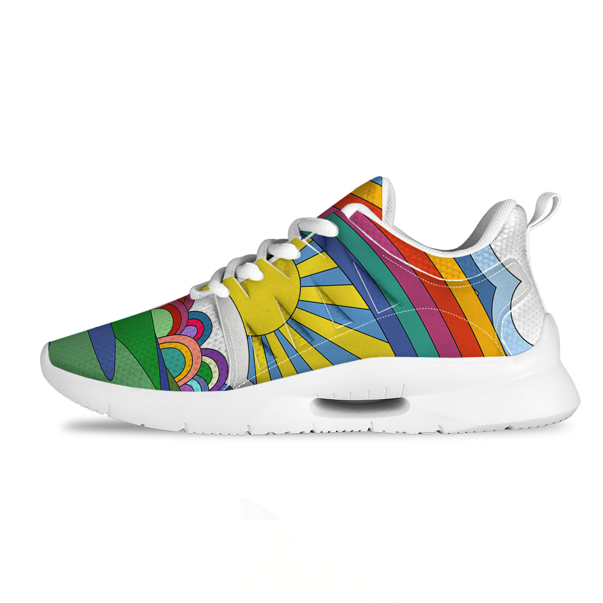 Clouds Rainbows Hippie Art Print Tennis Shoes-grizzshop