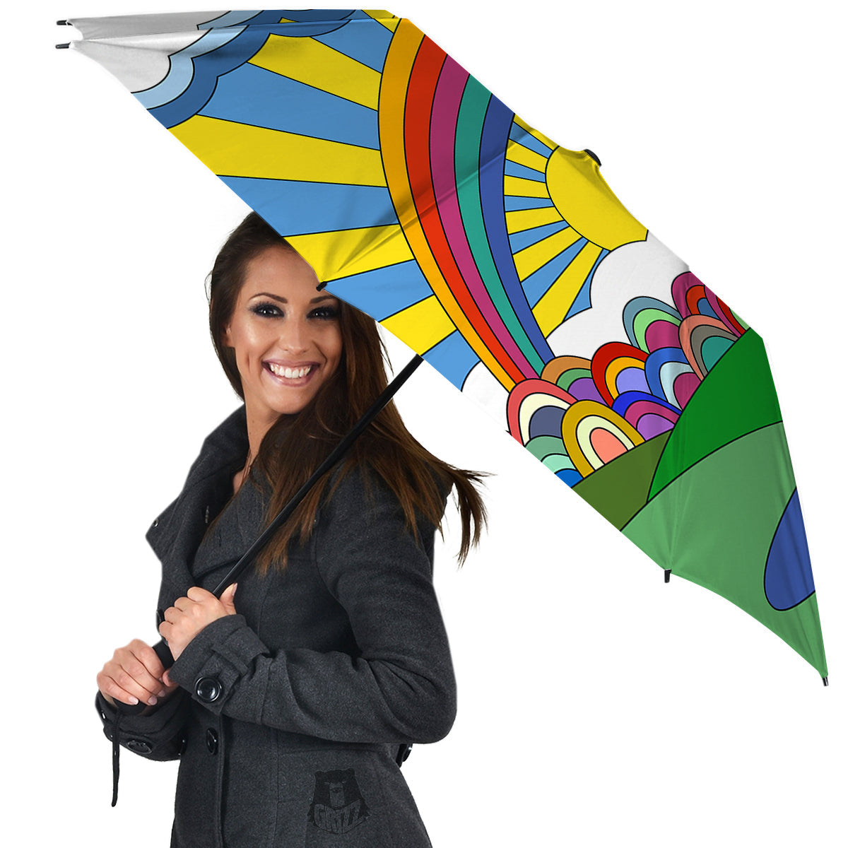 Clouds Rainbows Hippie Art Print Umbrella-grizzshop
