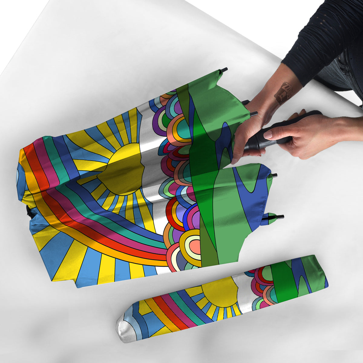 Clouds Rainbows Hippie Art Print Umbrella-grizzshop