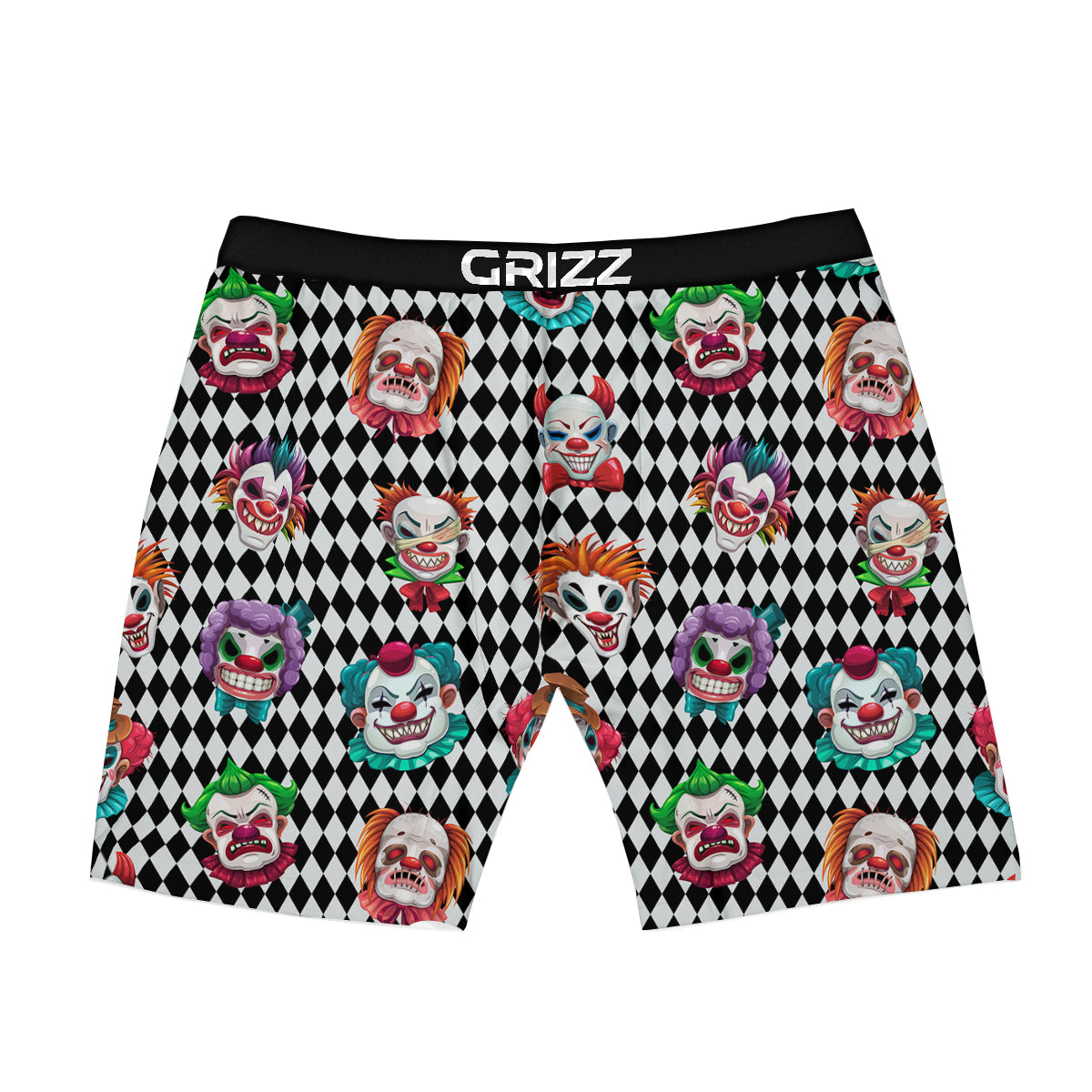 Clown Faces And Harlequin Black Print Pattern Boxer Briefs-grizzshop