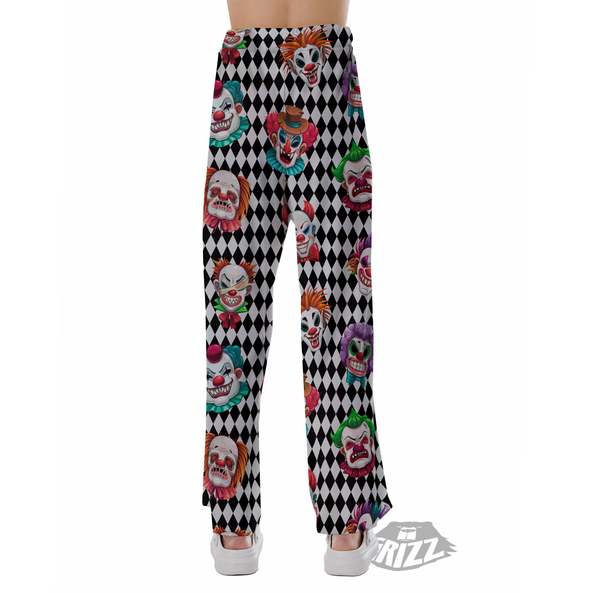 Clown Faces And Harlequin Black Print Pattern Pajama Pants-grizzshop