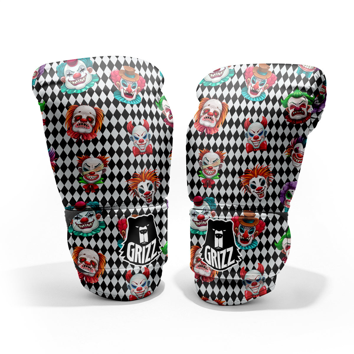 Clown Faces And Harlequin Black Print Pattern Pro Boxing Glove