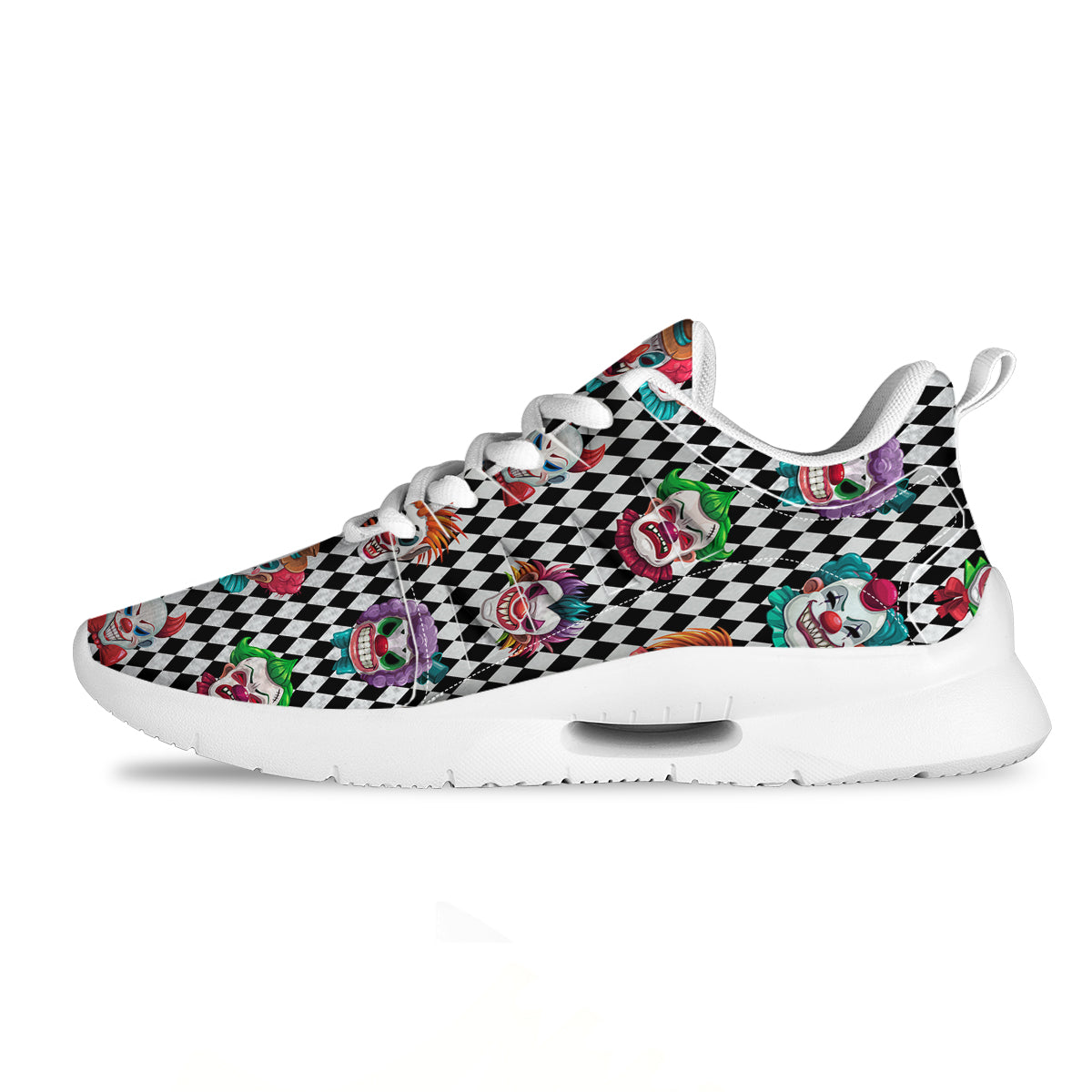 Clown Faces And Harlequin Black Print Pattern Tennis Shoes-grizzshop