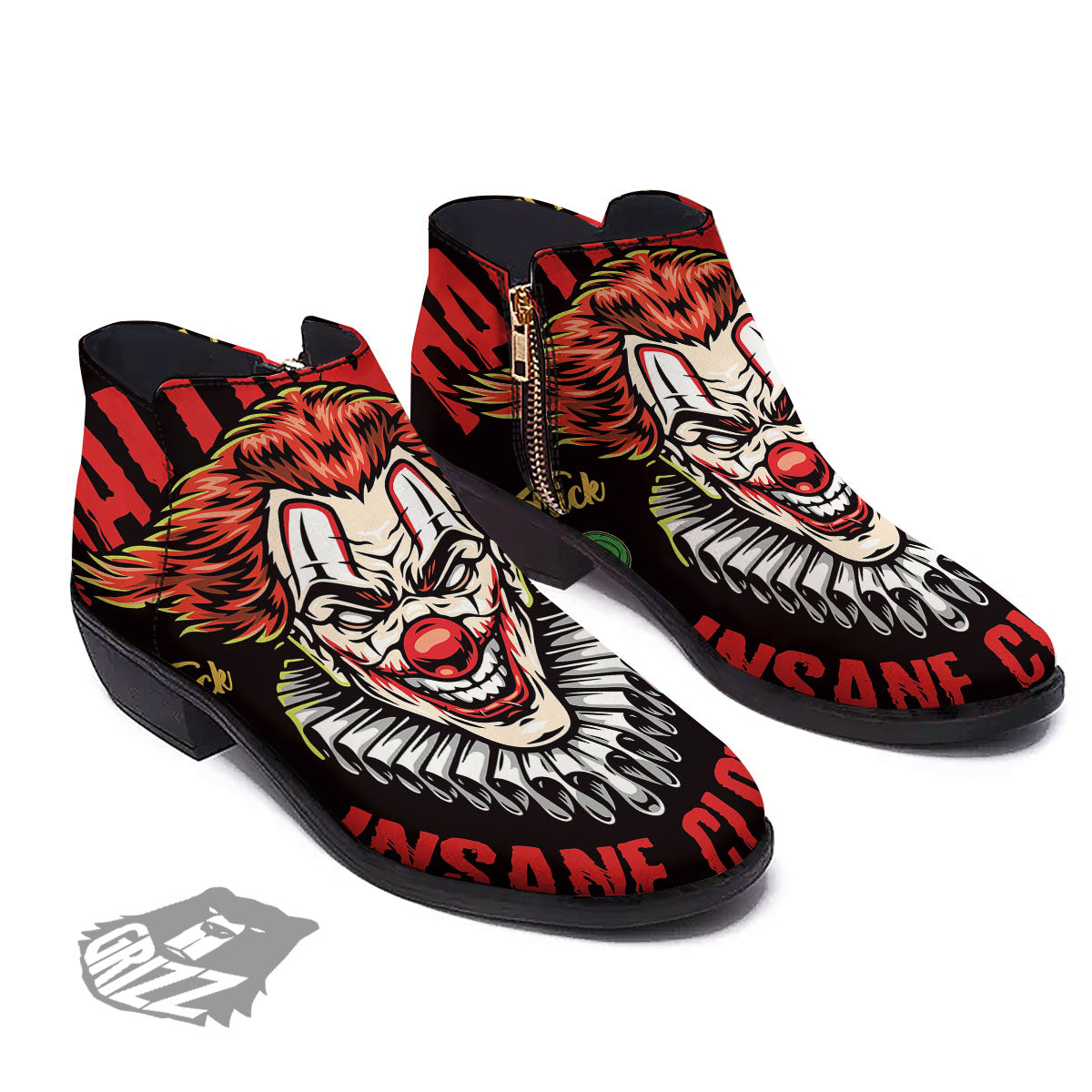Clown Halloween Print Ankle Boots-grizzshop
