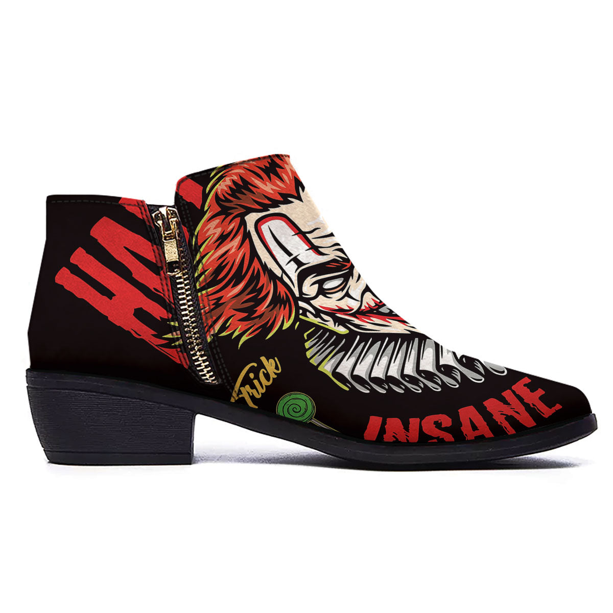 Clown Halloween Print Ankle Boots-grizzshop