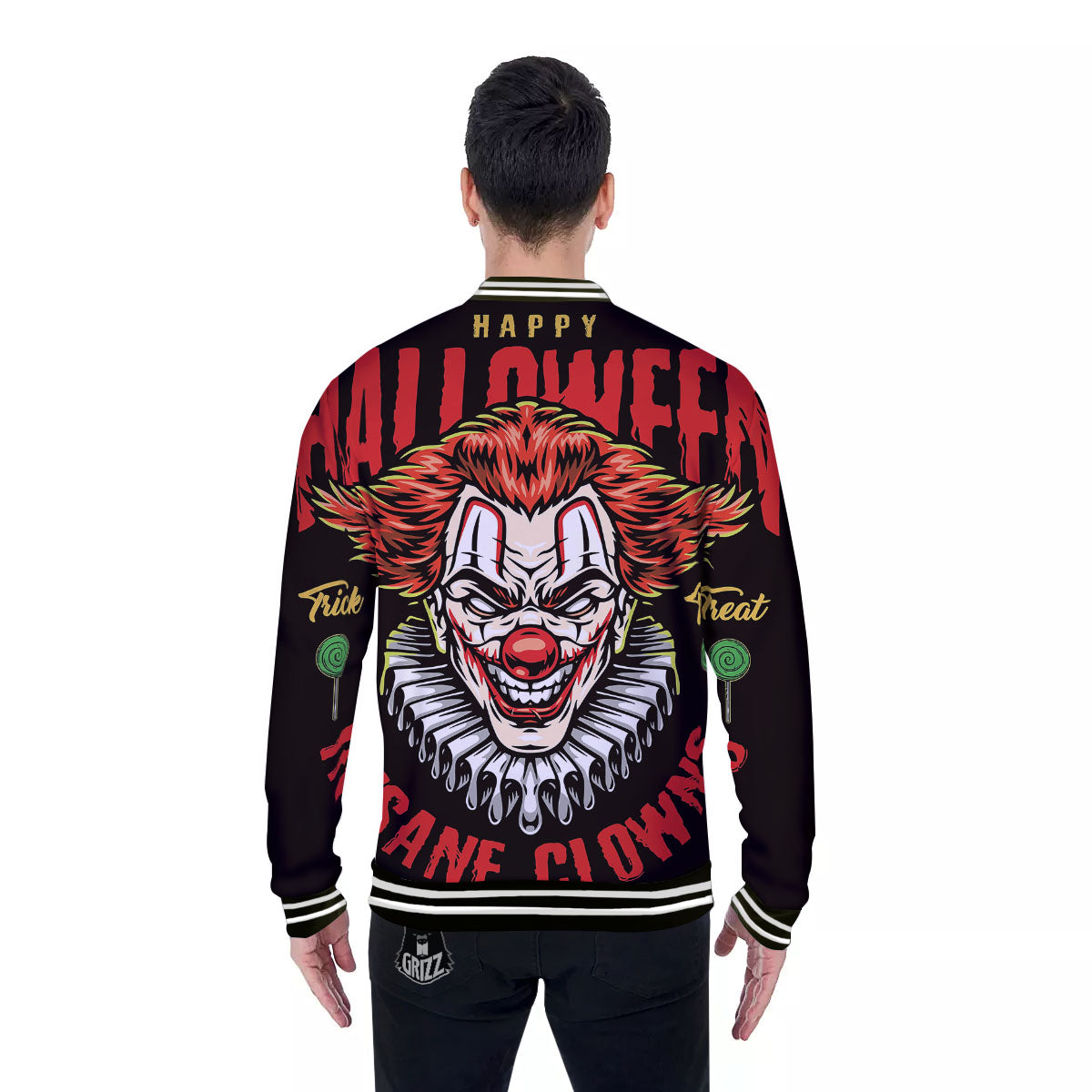 Clown Halloween Print Baseball Jacket-grizzshop