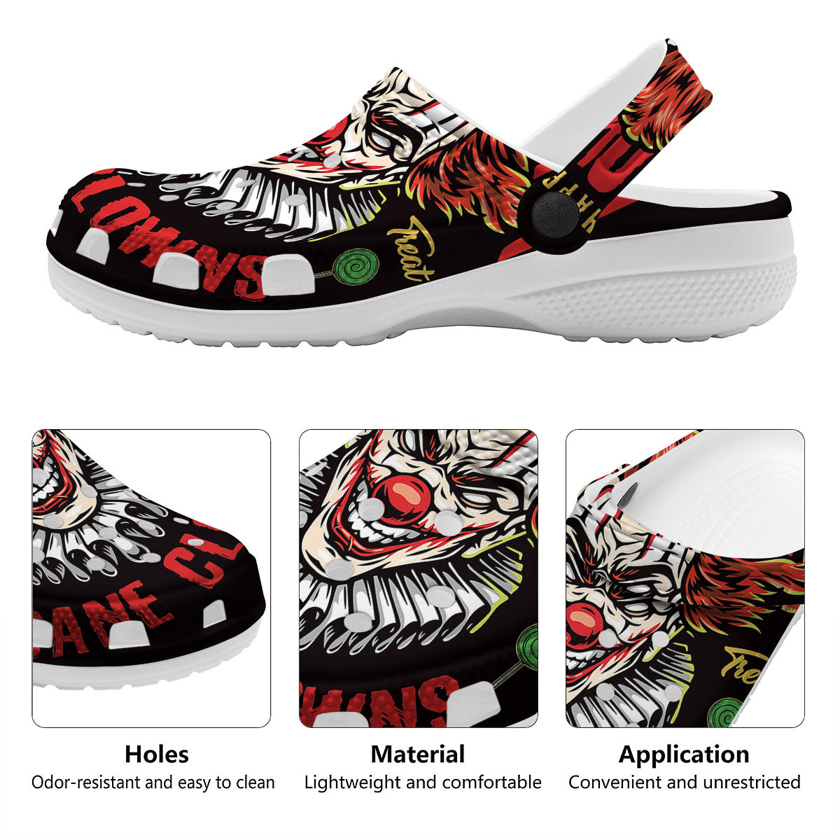 Clown Halloween Print Clog-grizzshop