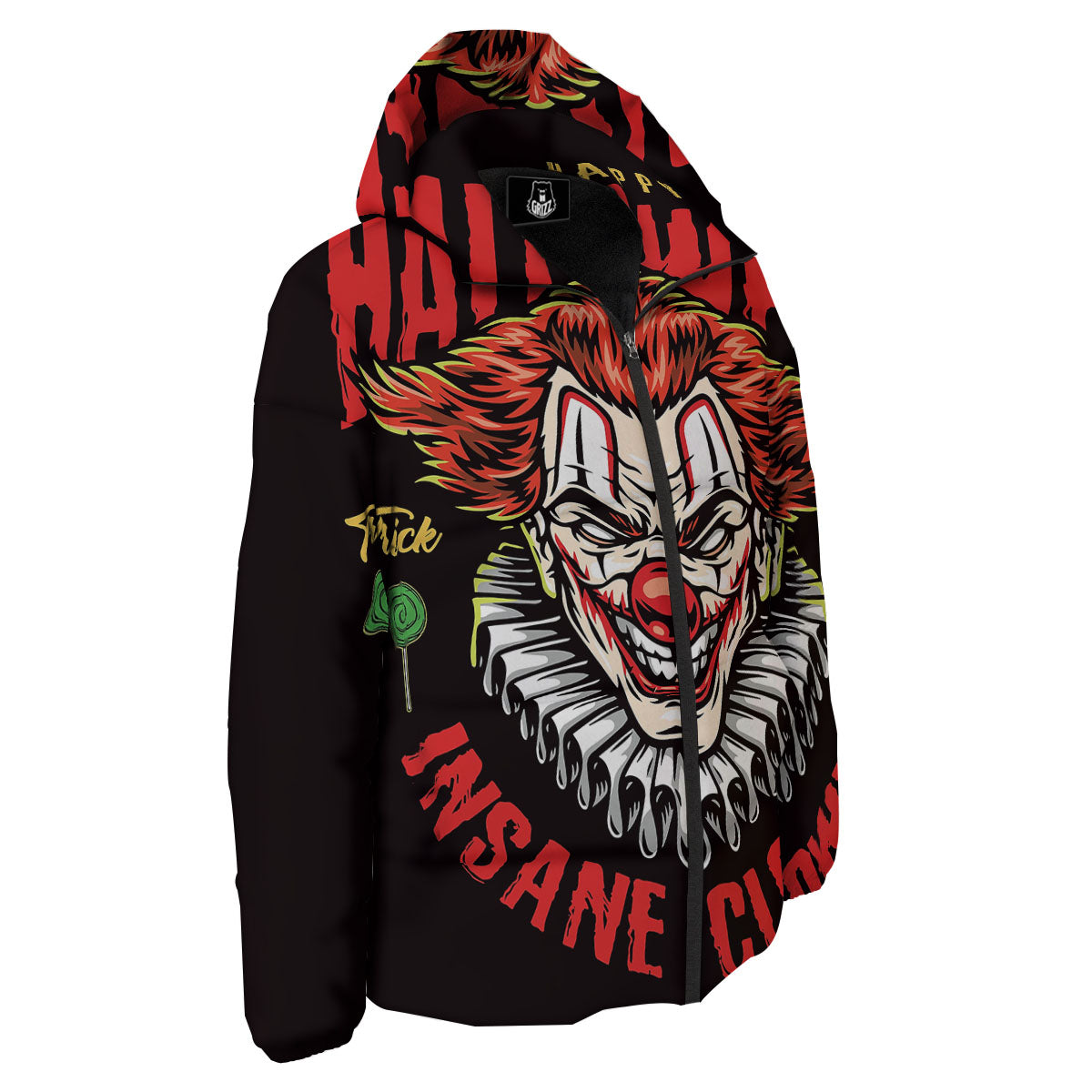 Clown Halloween Print Down Jacket-grizzshop