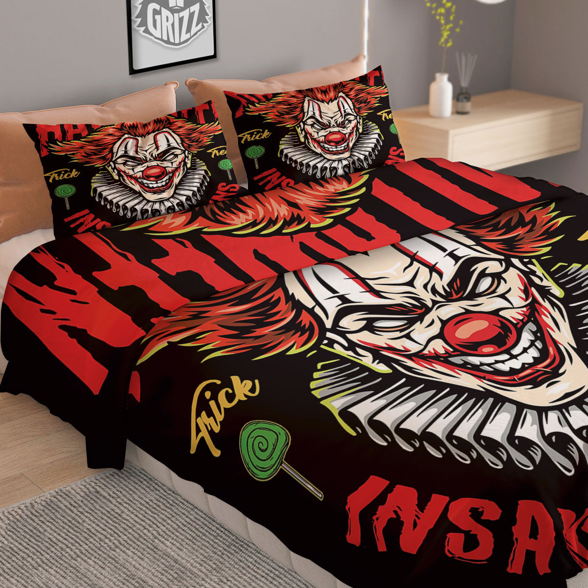 Clown Halloween Print Duvet Cover Bedding Set