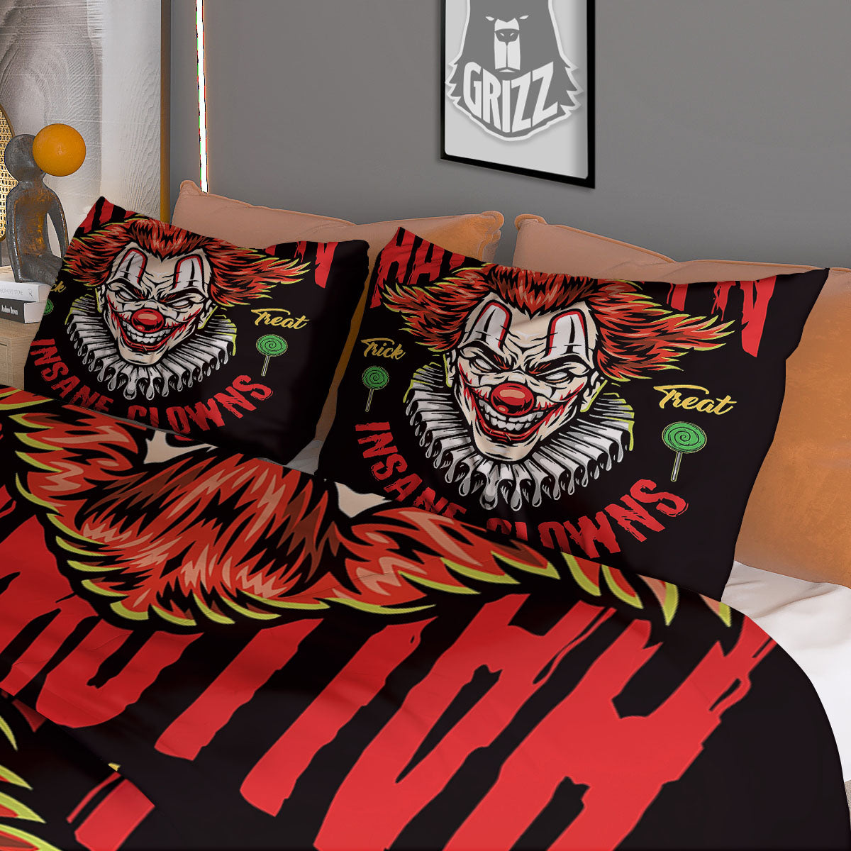 Clown Halloween Print Duvet Cover Bedding Set