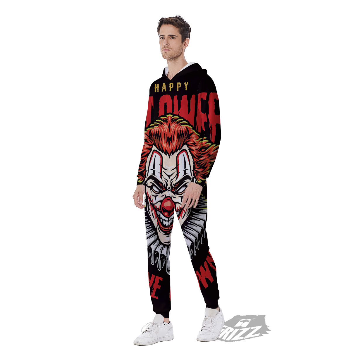 Clown Halloween Print Men's Jumpsuit-grizzshop