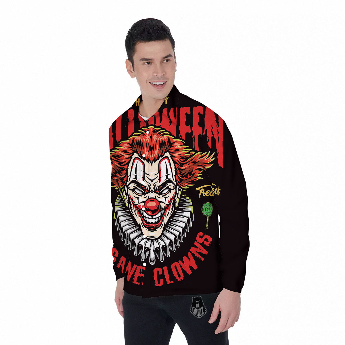 Clown Halloween Print Men's Long Sleeve Shirts-grizzshop