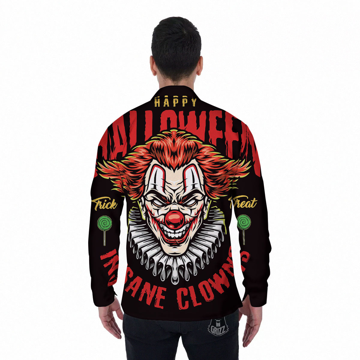 Clown Halloween Print Men's Long Sleeve Shirts-grizzshop