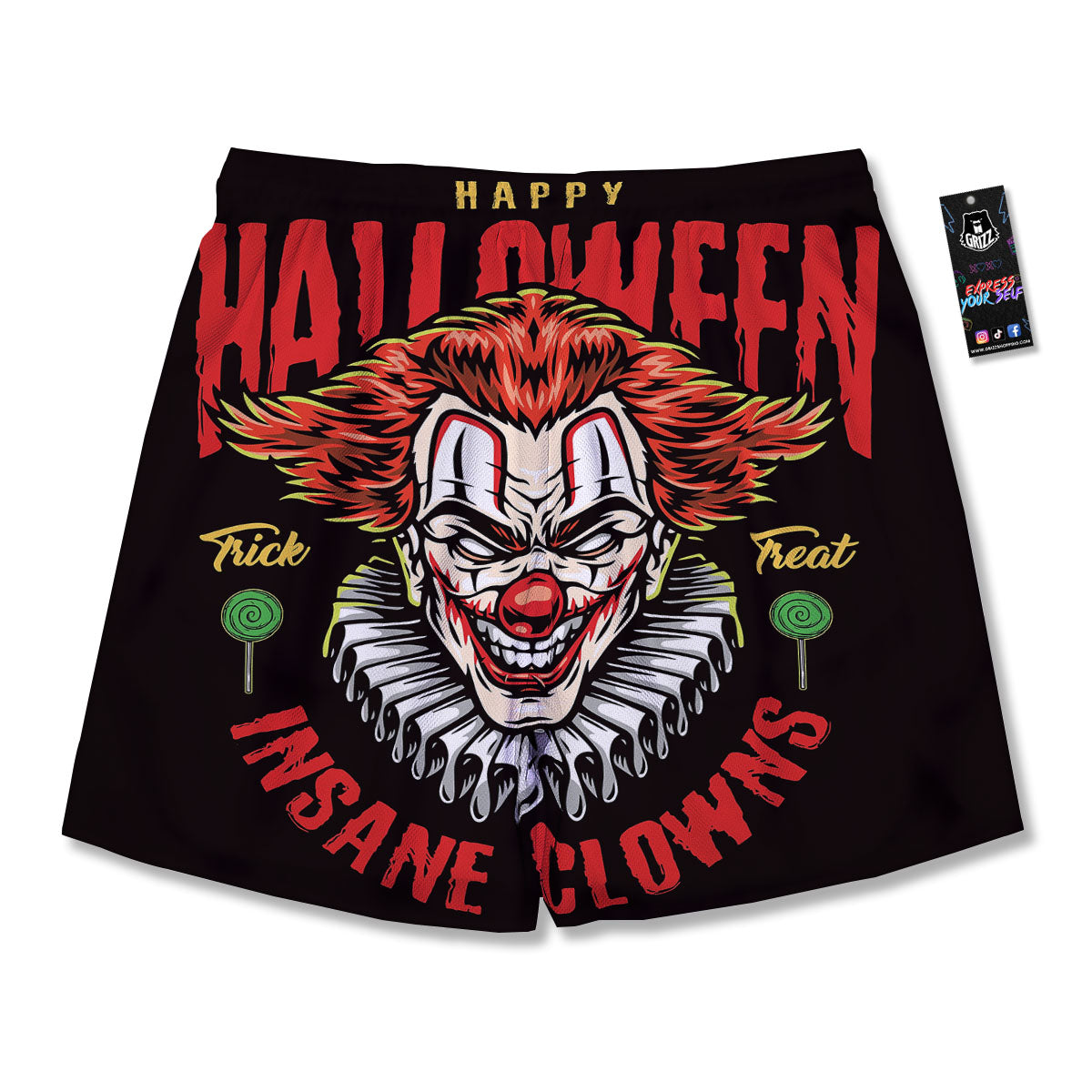 Clown Halloween Print Men's Running Shorts-grizzshop