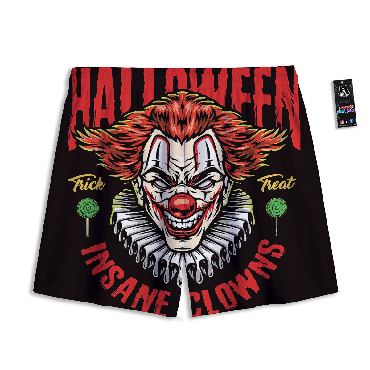 Clown Halloween Print Mesh Shorts