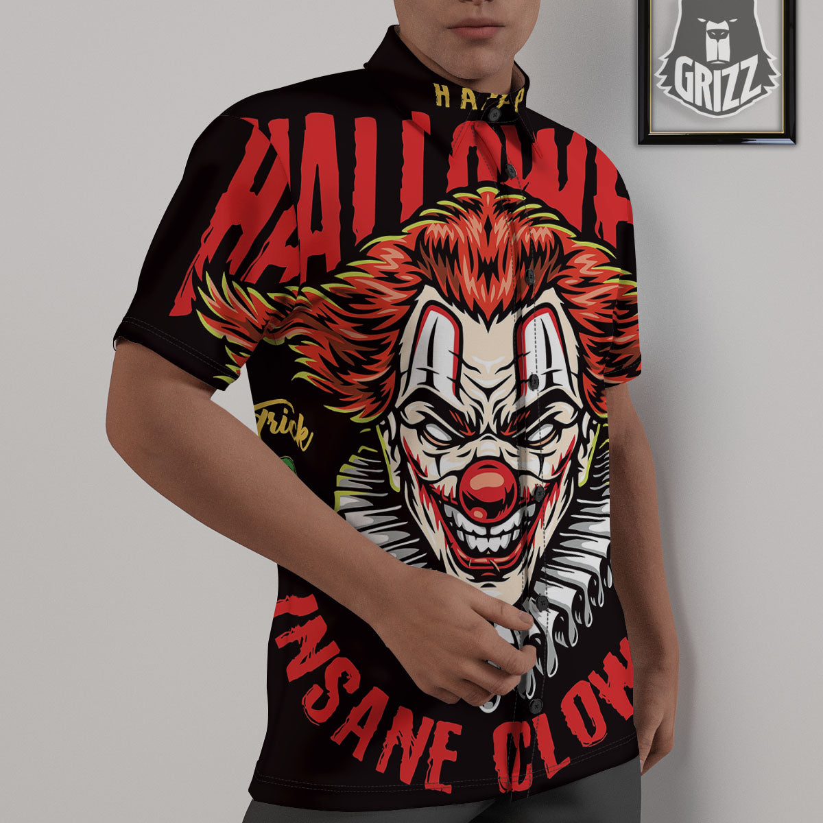 Clown Halloween Print Untucked Shirts-grizzshop