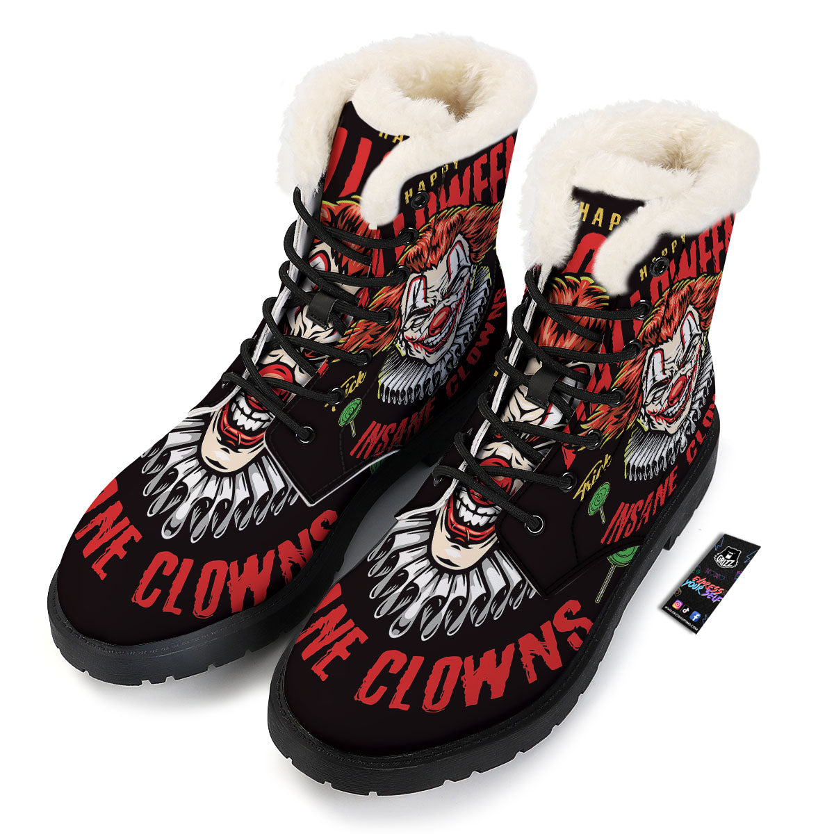 Clown Halloween Print Winter Boots-grizzshop