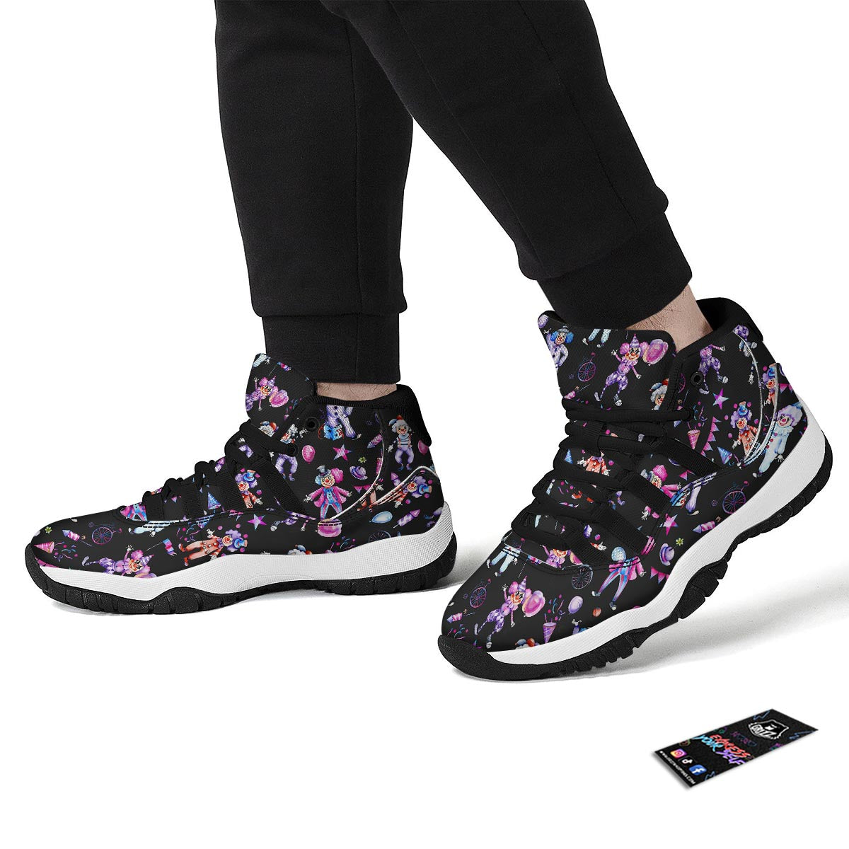 Clown Pattern Print Black Bball Shoes-grizzshop