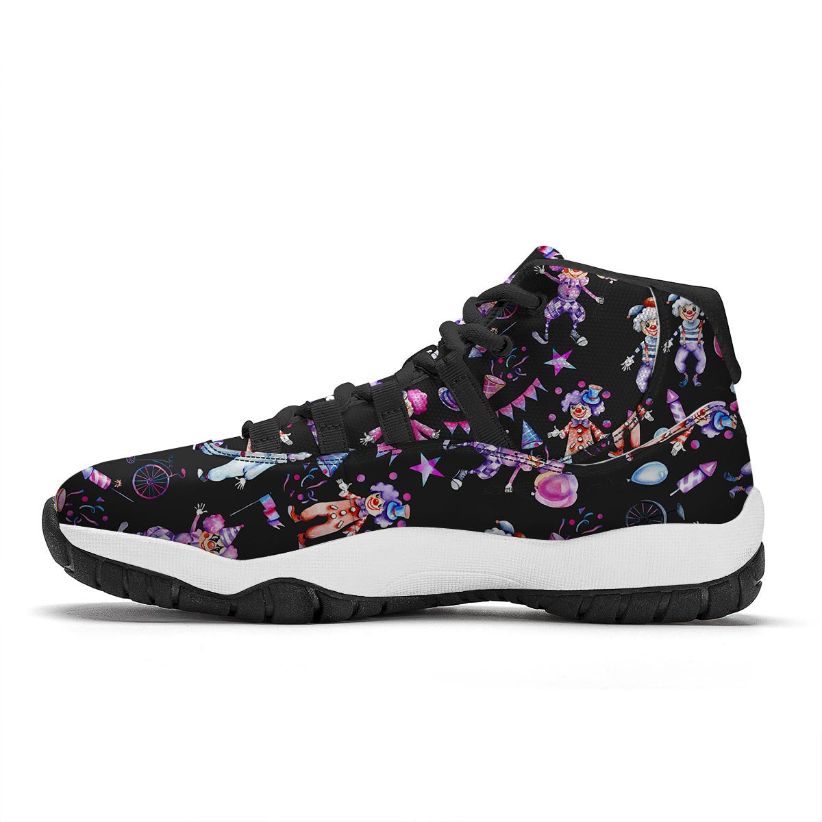 Clown Pattern Print Black Bball Shoes-grizzshop