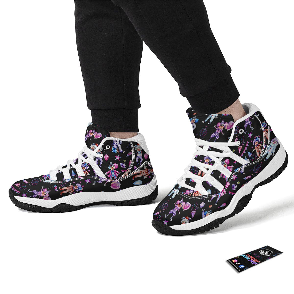 Clown Pattern Print White Bball Shoes-grizzshop