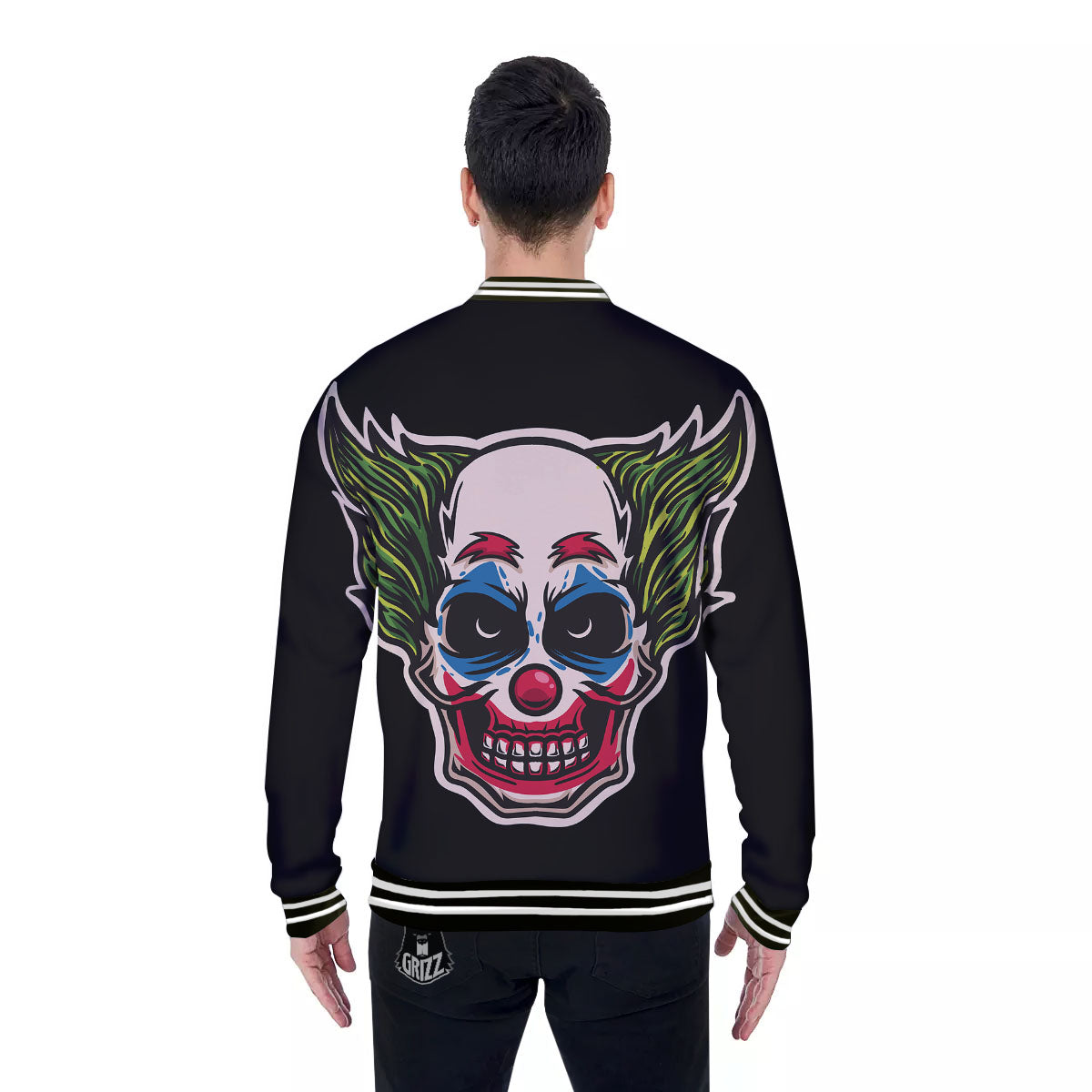 Clown Scary Cartoon Print Baseball Jacket-grizzshop