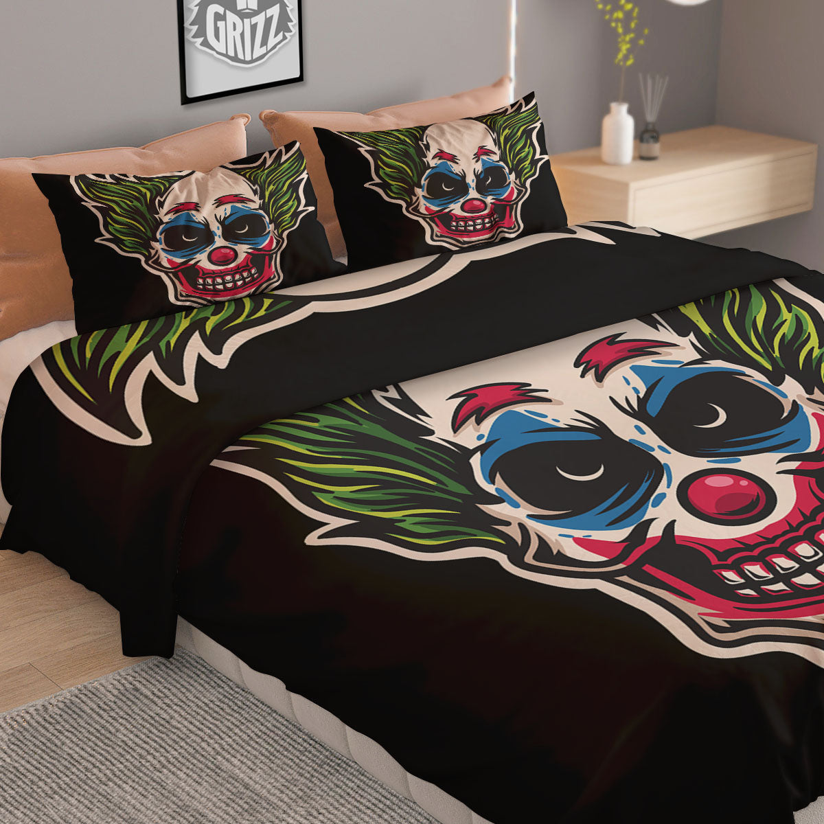 Clown Scary Cartoon Print Duvet Cover Bedding Set