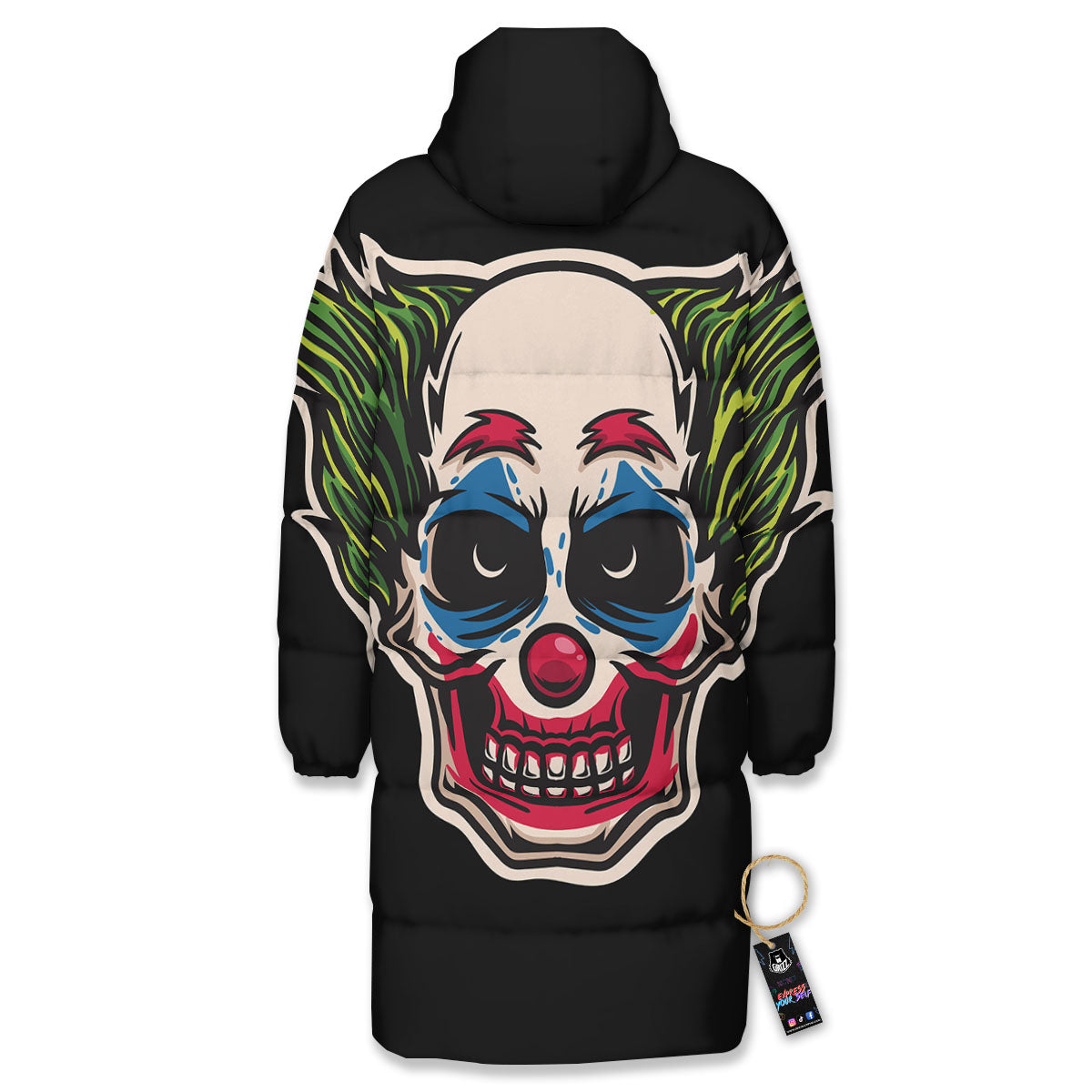 Clown Scary Cartoon Print Long Down Jacket-grizzshop