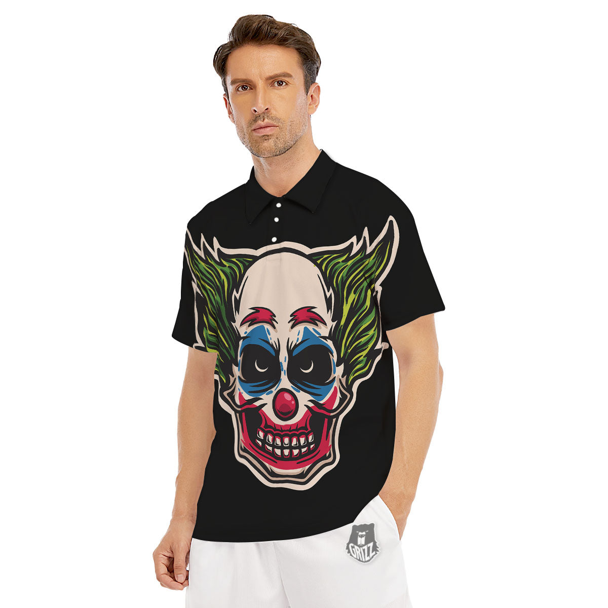 Clown Scary Cartoon Print Men's Golf Shirts-grizzshop