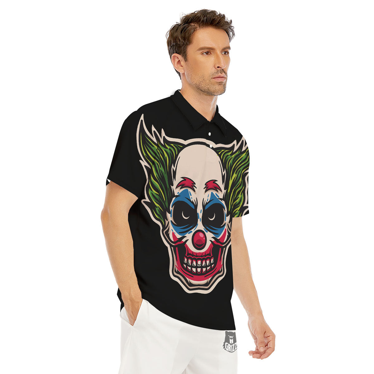 Clown Scary Cartoon Print Men's Golf Shirts-grizzshop