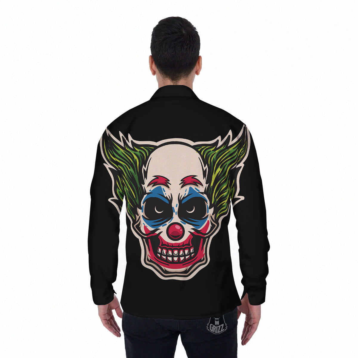 Clown Scary Cartoon Print Men's Long Sleeve Shirts-grizzshop