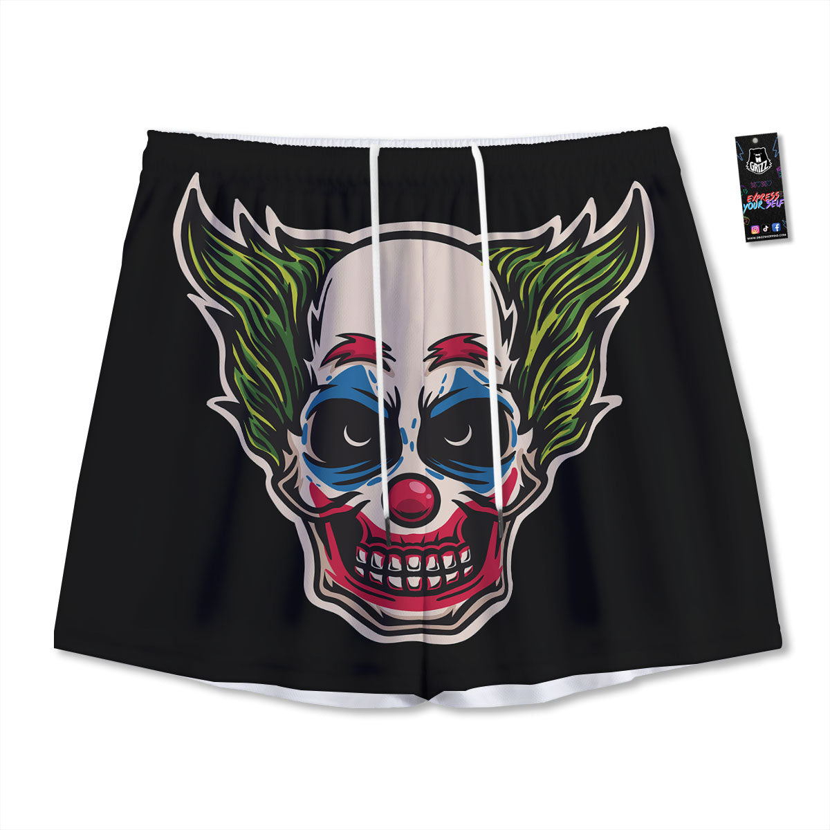 Clown Scary Cartoon Print Mesh Shorts