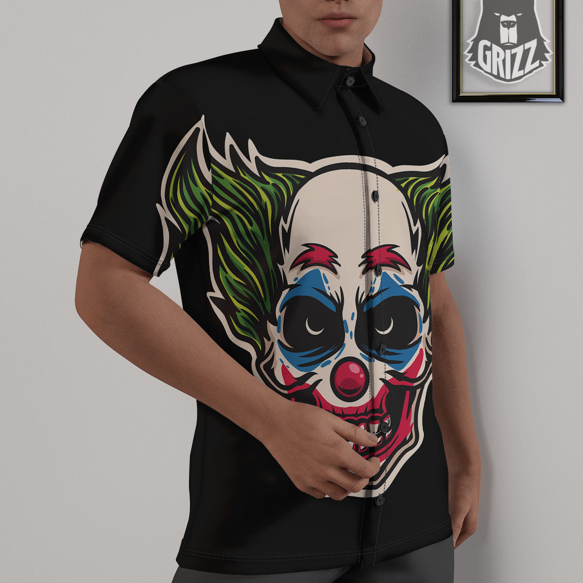 Clown Scary Cartoon Print Untucked Shirts-grizzshop