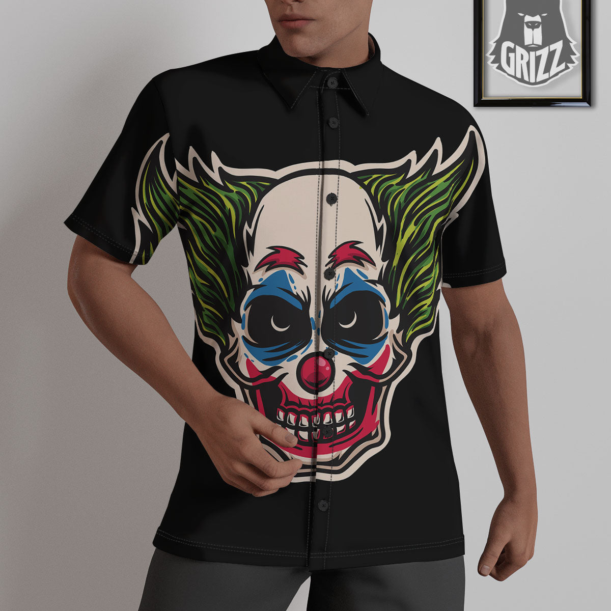 Clown Scary Cartoon Print Untucked Shirts-grizzshop